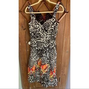 Phoebe Couture B/W Butterfly midi halter silk dress